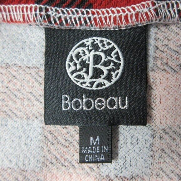 BOBEAU Buffalo Check Pencil Midi Skirt Womens M Black Red Plaid Pull On Stretch - Picture 2 of 7